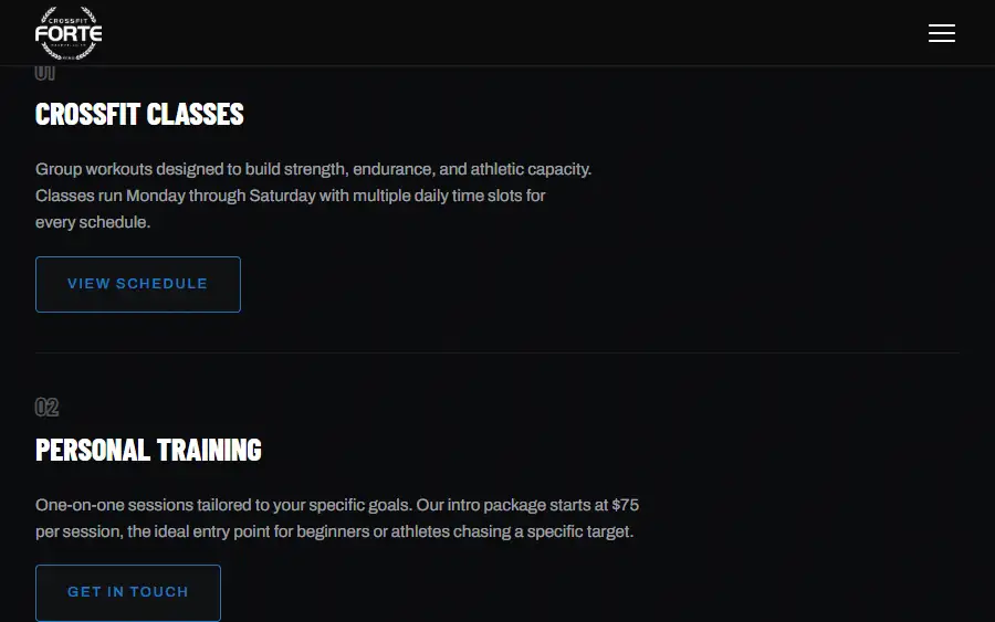 The programs section