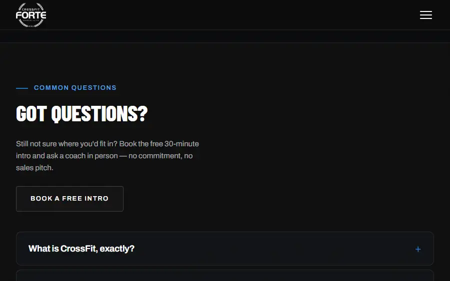 The frequently asked questions section