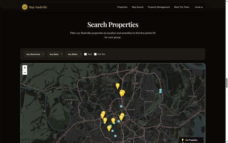 The map search section