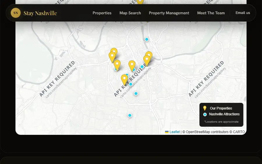 The map search section
